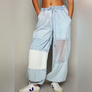 POL Patchwork Lace Jogger Pants